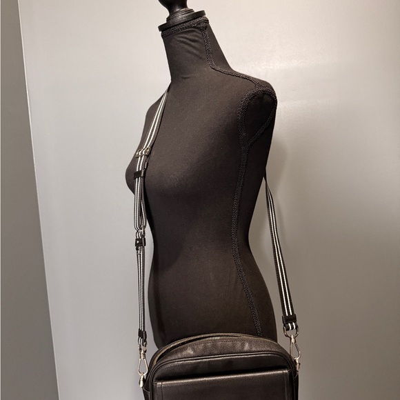 Kate Spade Black Leather Bag with Striped Strap - Picture 2 of 3